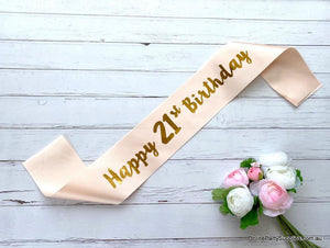 Champagne Pink 'Happy 21st Birthday' Satin Sash