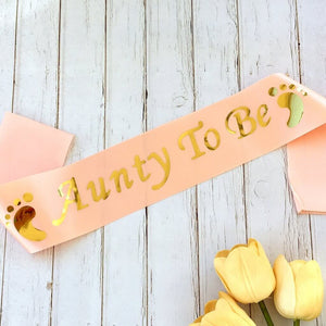 Online Party Supplies Champagne Pink Gold Foiled Aunty To Be Sash Baby Shower Gender Reveal Party Favours