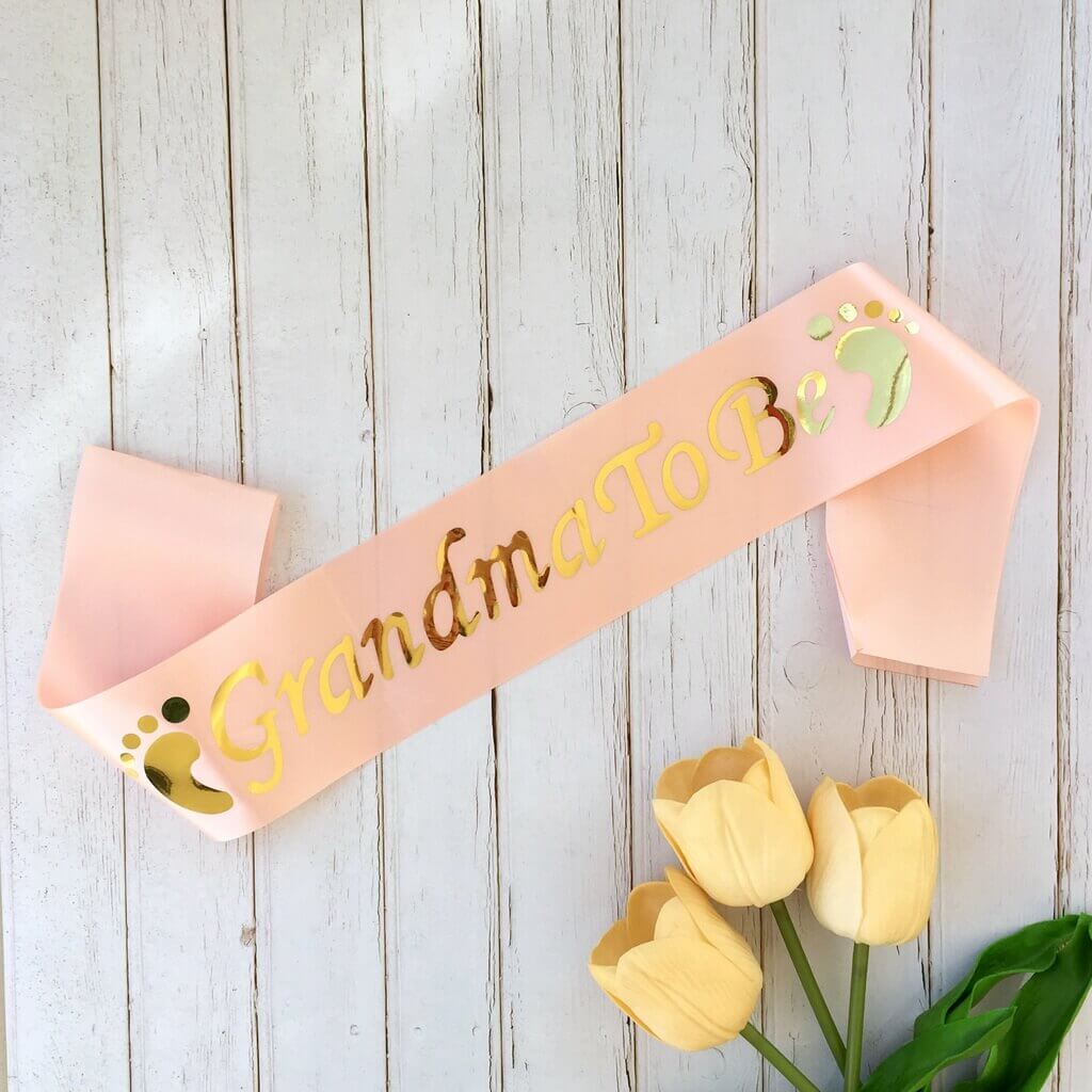 Online Party Supplies Champagne Pink Gold Foiled Grandma To Be Sash Baby Shower Gender Reveal Party Favours