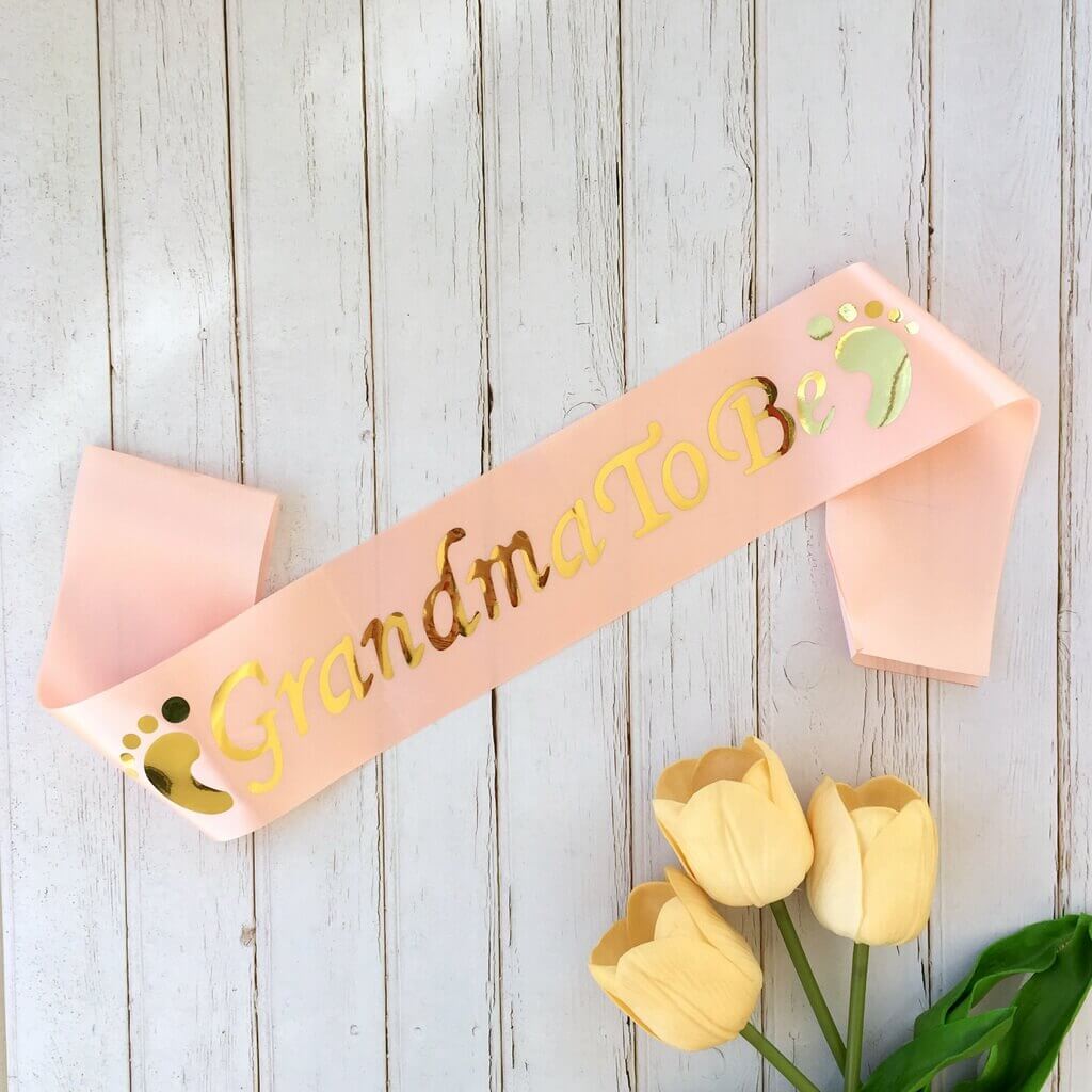 Online Party Supplies Champagne Pink Grandma To Be Gold Foiled Baby Shower Satin Sash