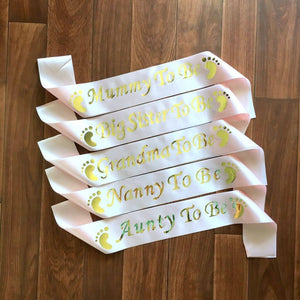 Online Party Supplies Champagne Pink Gold Foiled Baby Shower Satin Sash