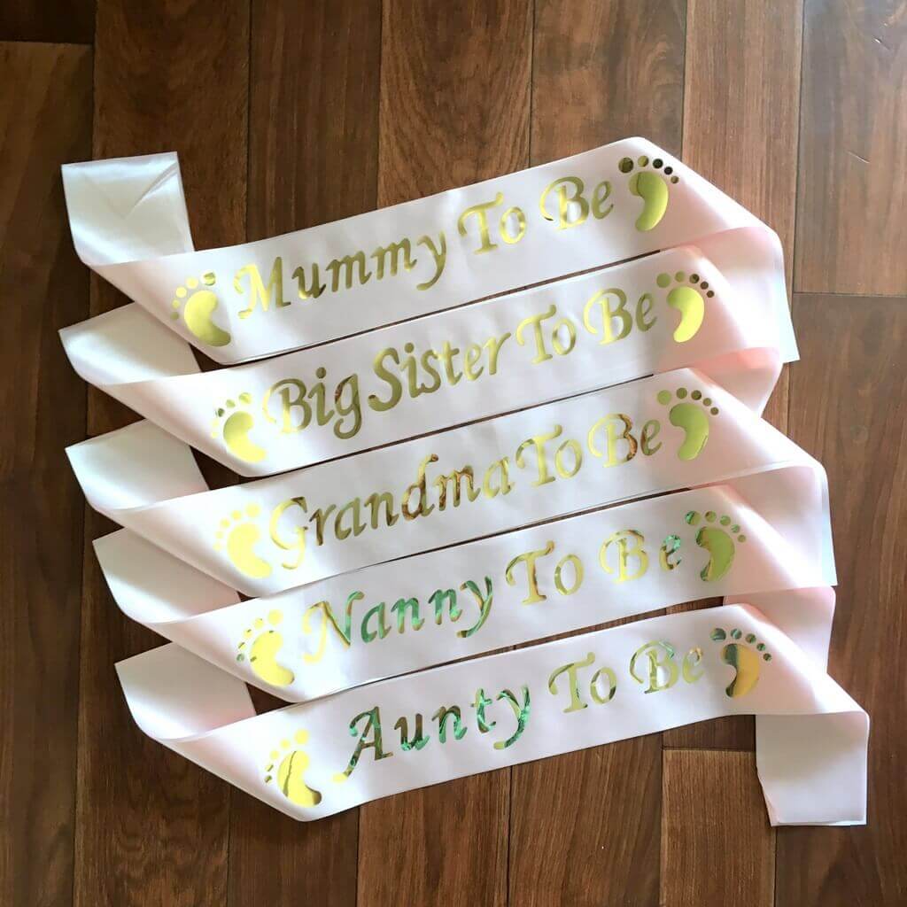 Online Party Supplies Champagne Pink Gold Foiled Baby Shower Satin Sash