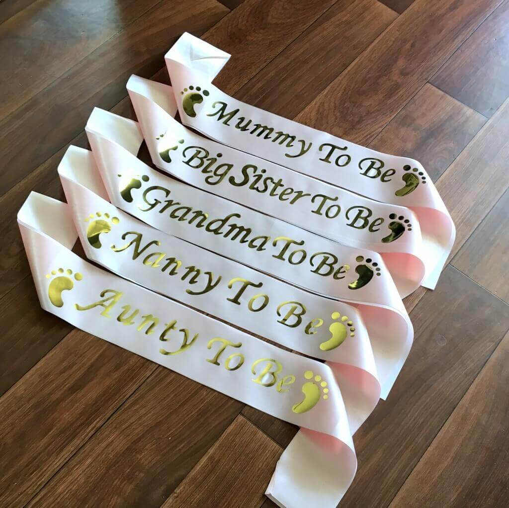 Online Party Supplies Champagne Pink Gold Foiled Baby Shower Satin Sash