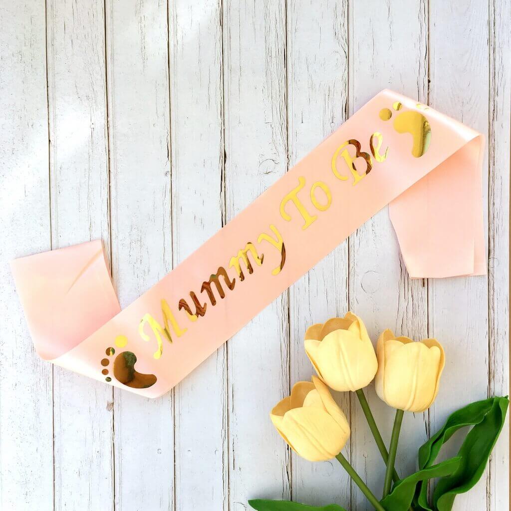 Champagne Pink Gold Foiled Mummy To Be Sash - Baby Shower Party Decorations