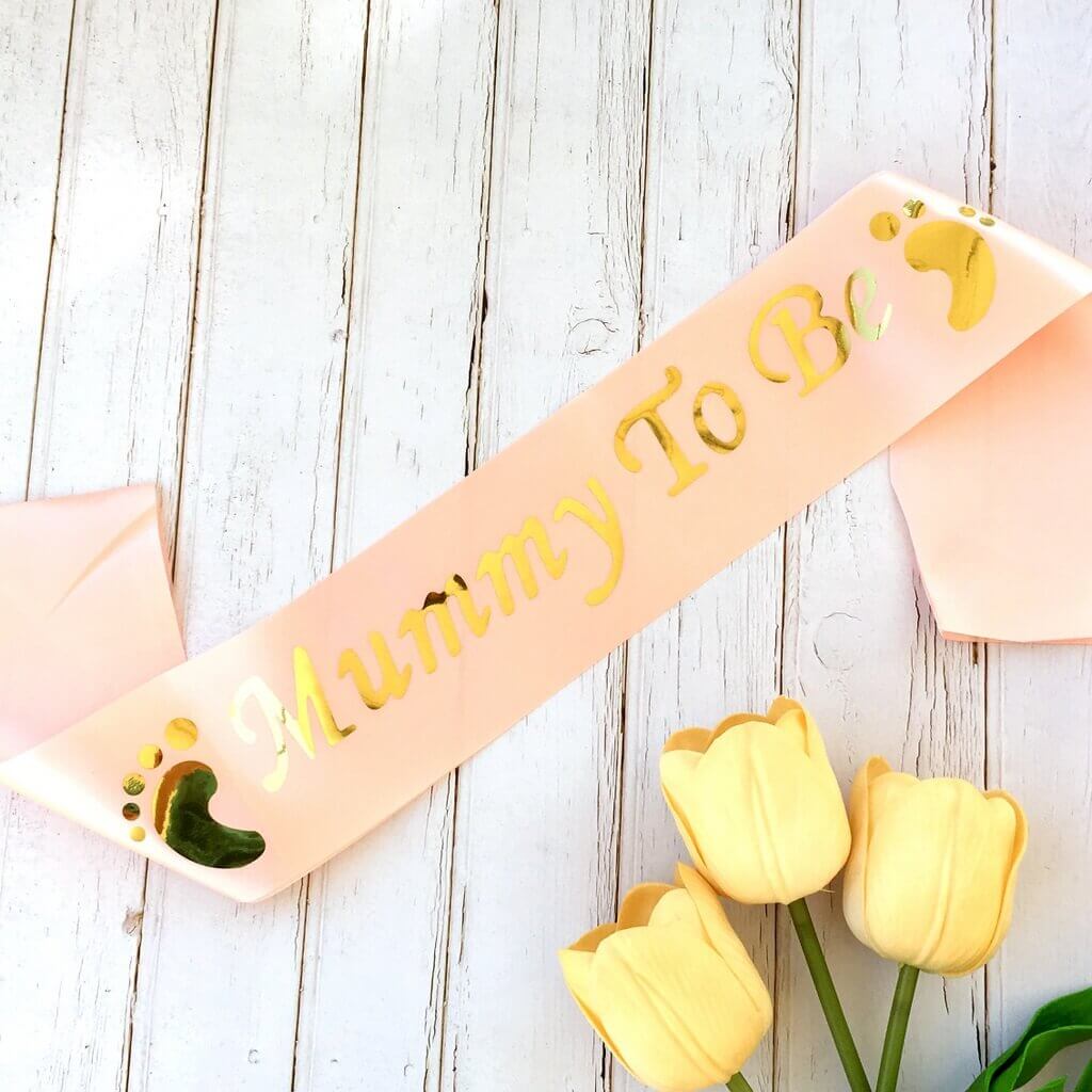Champagne Pink Gold Foiled Mummy To Be Sash - Baby Shower Party Decorations