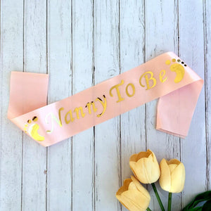 Online Party Supplies Champagne Pink Gold Foiled Nanny To Be Baby Shower Satin Sash