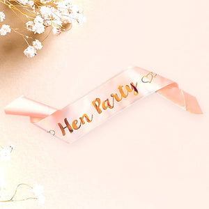 Champagne Pink 'Hen Party' Bachelorette Party Satin Sash