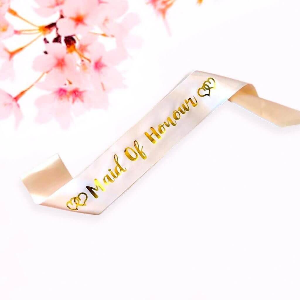Champagne Pink 'Maid Of Honour' Bachelorette Party Satin Sash