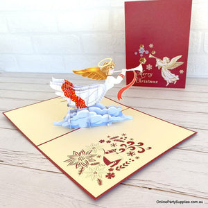 Online Party Supplies Australia Handmade Christmas Angel Blowing Trumpet Pop Up Xmas Card For Kids - Red Cover