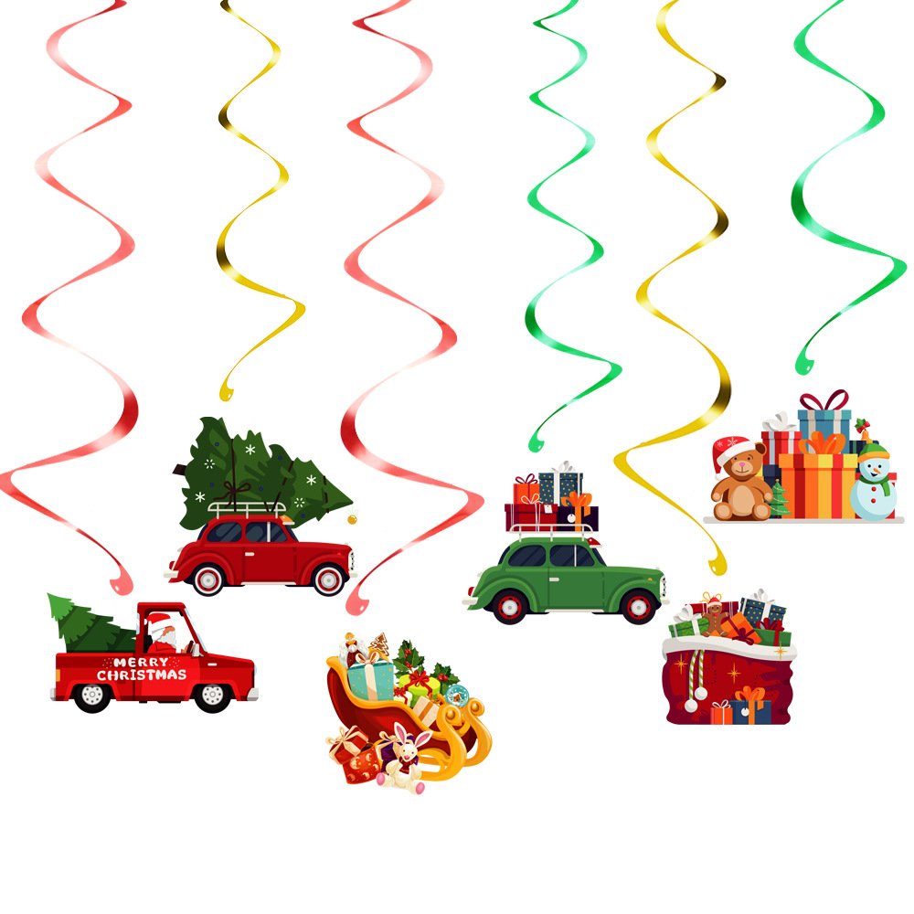 Christmas Car Foil Hanging Spiral Swirl Decorations 6 Pack