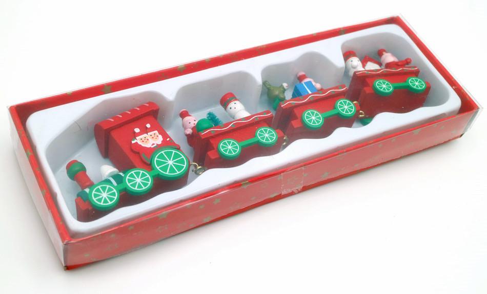 Christmas Decoration Handmade Mini Wooden Train Set - Online Party Supplies