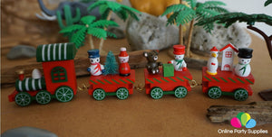 Christmas Decoration Handmade Mini Wooden Train Set - Online Party Supplies