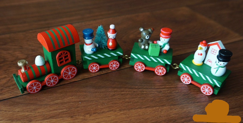 Christmas Decoration Handmade Mini Wooden Train Set - Online Party Supplies