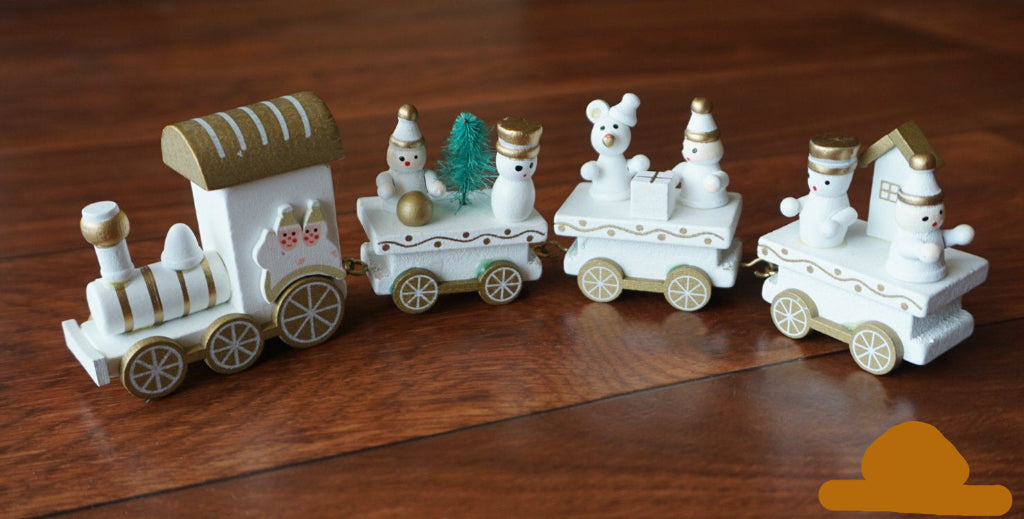 Christmas Decoration Handmade Mini Wooden Train Set - Online Party Supplies
