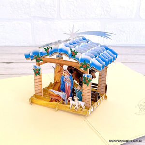 Online Party Supplies Australia Christmas Nativity Scripture 3D Pop Up Greeting Card