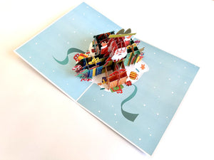 Handmade Santa Claus with Xmas Presents Pop Up Christmas Card