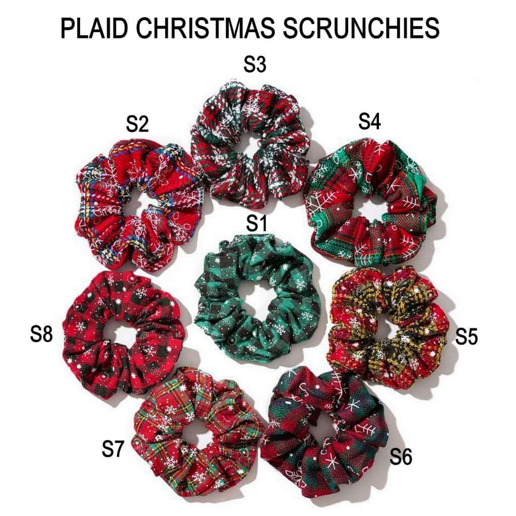 Plaid Christmas Scrunchies - Holiday Hair Accessories, Hair Ties, and Elastics