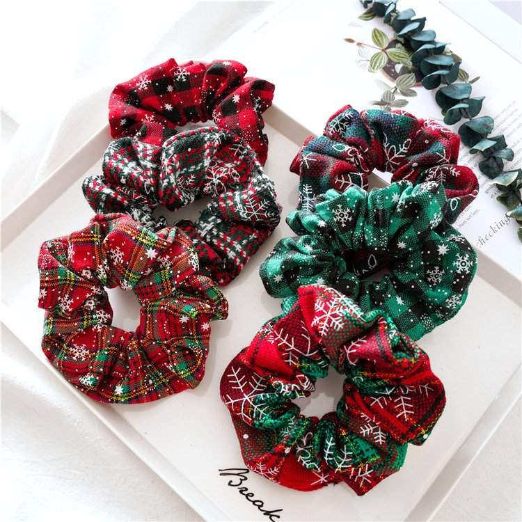 Plaid Christmas Scrunchies - Holiday Hair Accessories, Hair Ties, and Elastics