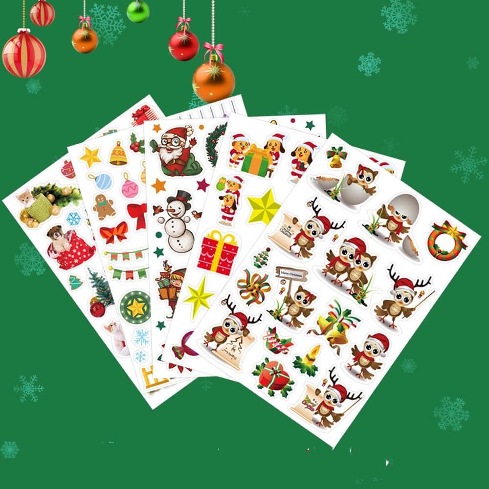 Crafty Christmas Stickers - 2 Sheets, 40 Stickers, Envelope Seals, Kids Parties, Holiday