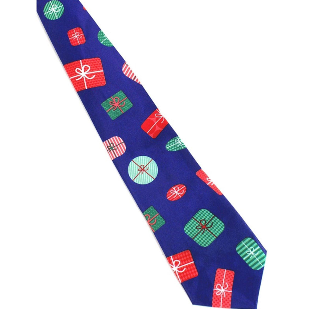 Christmas blue Tie for Men xmas party outfit costumes accessory xmas presents design