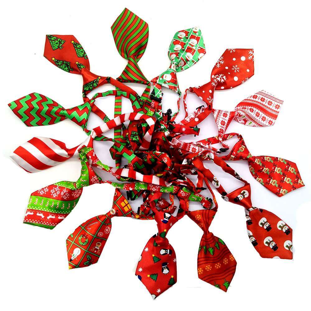 Cute Mini Christmas Neckties for Pets - Xmas Novelty and Costume and Outfit Accessories for Dogs and Cats