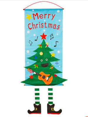 christmas tree Merry Christmas Door Banner Hanging Ornament - Christmas and New Year Home Party Decorations