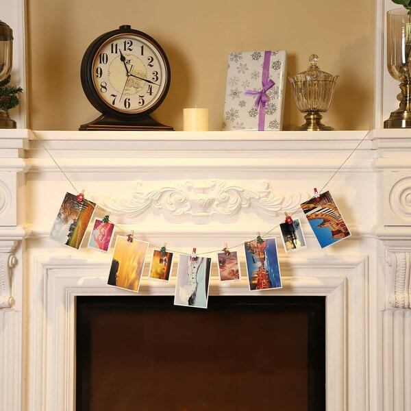 Christmas Wooden Photo Hanging Peg 24 Pack - Xmas Card Holders, Photo Clips, Xmas Hanging Decorative Ornaments