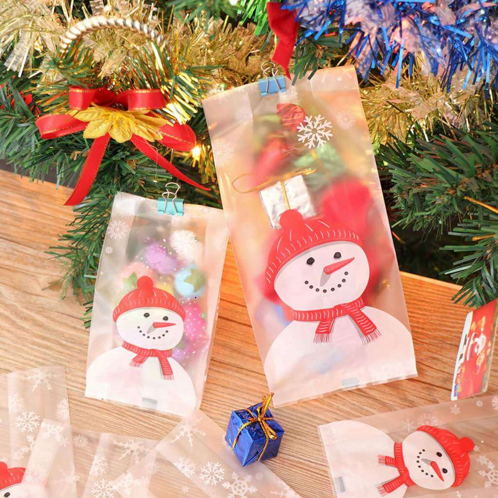 50pcs Christmas Gift Bag Santa Claus Print Cellophane Bags  Etsy