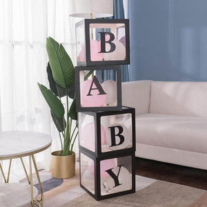 Black & Transparent BABY Balloon Cube Boxes