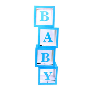 Transparent Baby Shower Balloon Cube Boxes - Blue