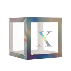 Laser Silver Alphabet Letter Balloon Box - Letter X
