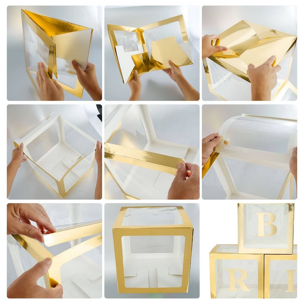 Metallic Gold Alphabet Letter Balloon Box - Letter F