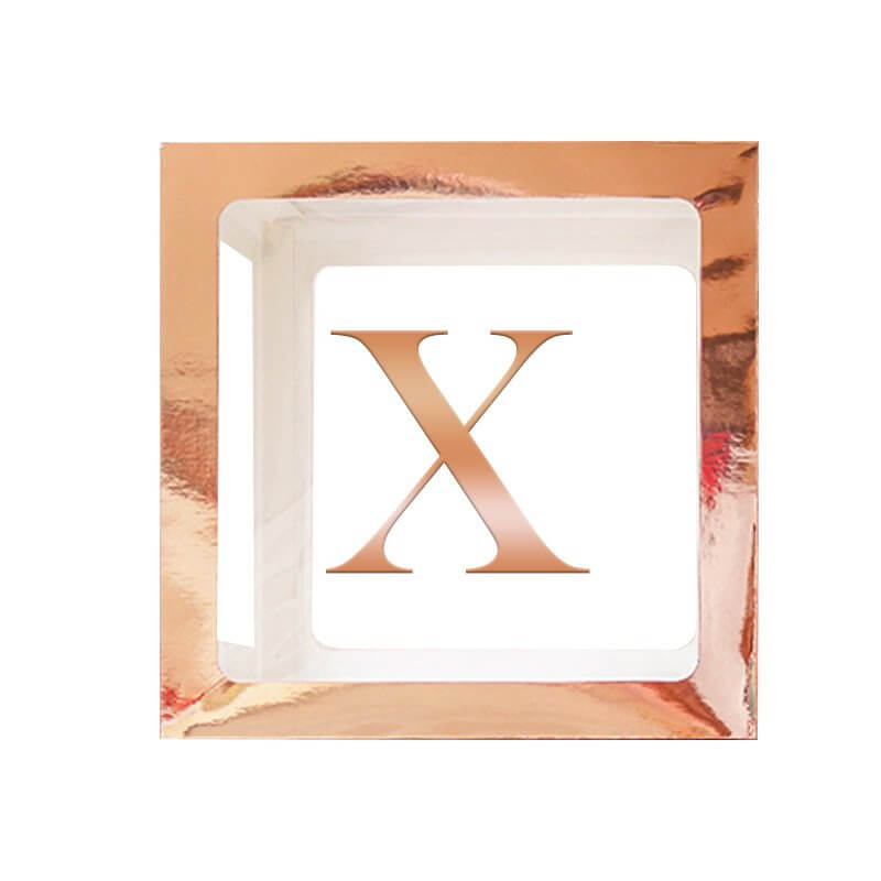 Metallic Rose Gold Alphabet Letter Balloon Box - Letter X
