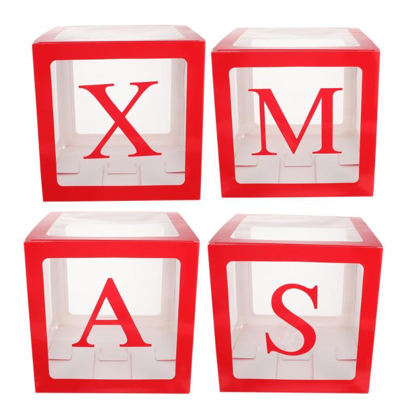 Red & Transparent XMAS Balloon Cube Boxes