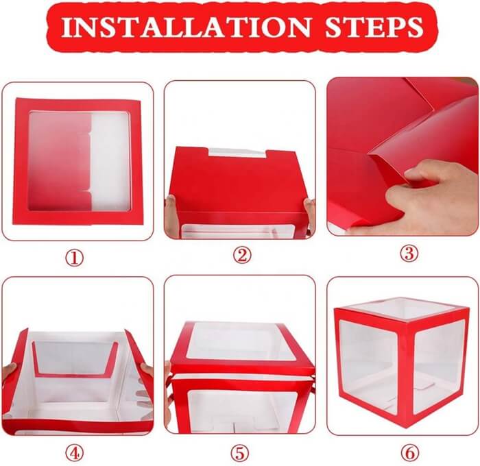 Red & Transparent XMAS Balloon Cube Boxes
