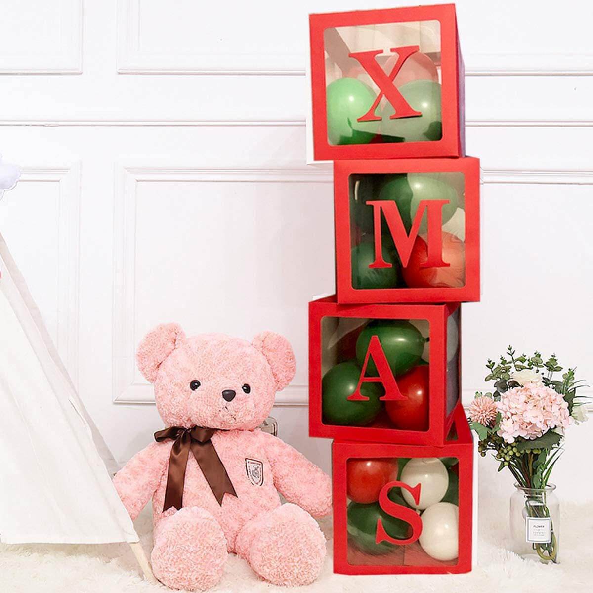 Red & Transparent XMAS Balloon Cube Boxes