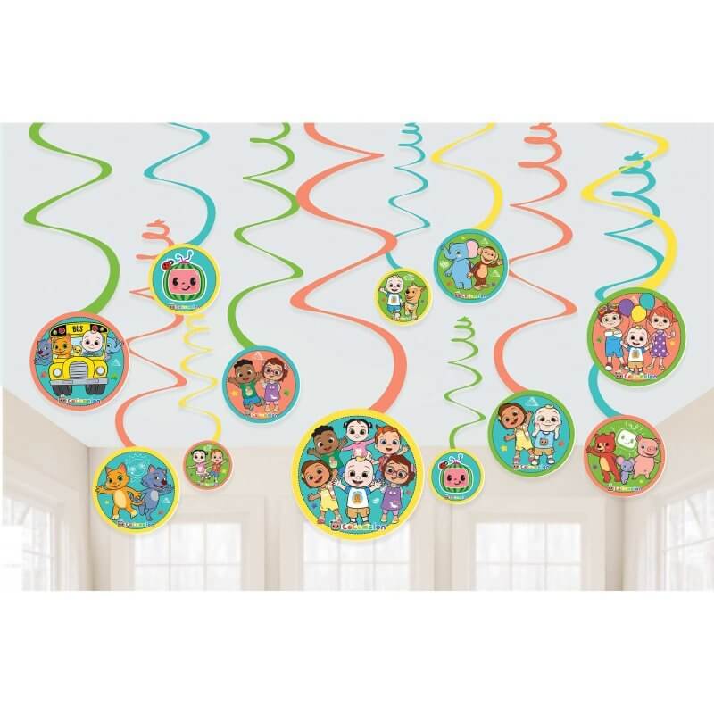 Pokemon Spiral Hanging Decorations (Pack of 12) - Multicolor Paper Swirls -  Perfect for Kids' Themed Parties & Events