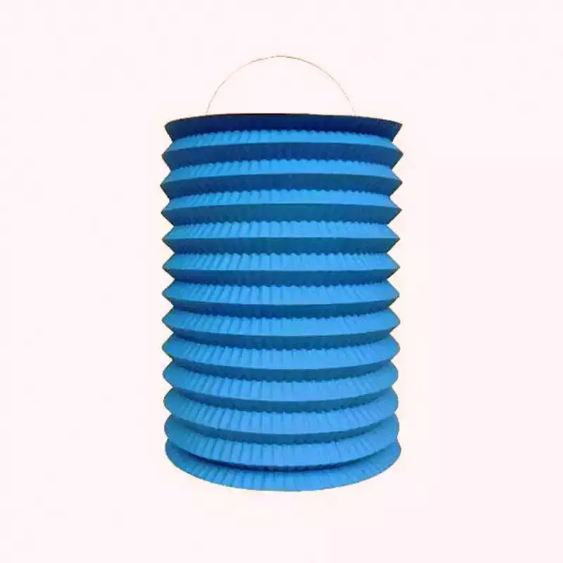 Corrugated Blue Cylinder Chinese Paper Lantern