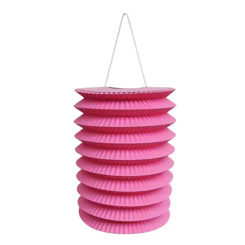 Corrugated Cylinder Chinese Paper Lantern - Pink