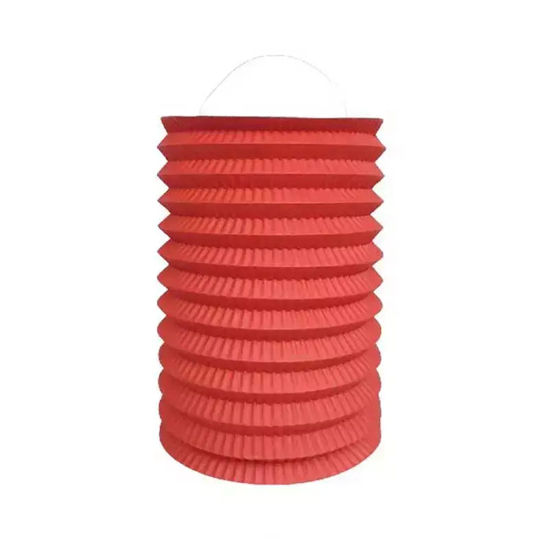 Corrugated Cylinder Chinese Paper Lantern - Red