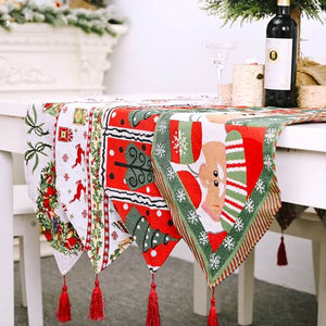 35cm x 180cm Woven Jacquard Tapestry Christmas Table Runner with Tassel