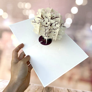 Cream White Japanese Maple Tree 3D Pop Up Greeting Card