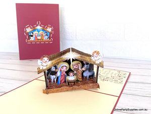 Online Party Supplies Australia Cute Christmas Nativity Scripture 3D Pop Up Xmas Card For Kids