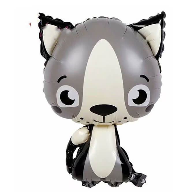 Large Cute Grey Fox Foil Balloon for Woodland or Safari Birthday Party