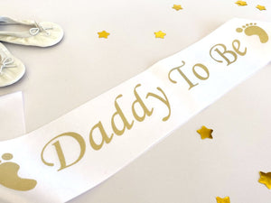 White 'Daddy To Be' Gender Reveal Party Satin Sash