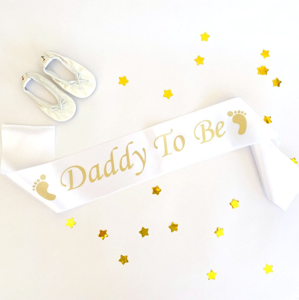 White 'Daddy To Be' Gender Reveal Party Satin Sash