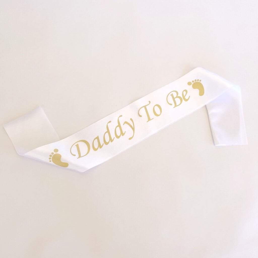 White 'Daddy To Be' Gender Reveal Party Satin Sash