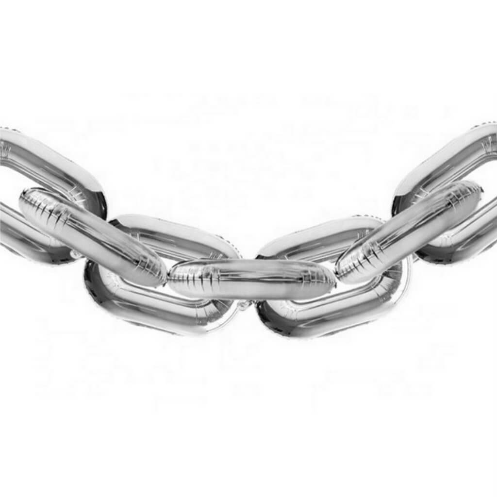 16" Online Party Supplies Silver Foil Chain Balloon Links for Hip Hop Dance Disco 80s 90s themed party decorations