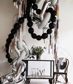 40" Online Party Supplies Silver Foil Chain Balloon Links for Hip Hop Dance Disco 80s 90s themed party decorations