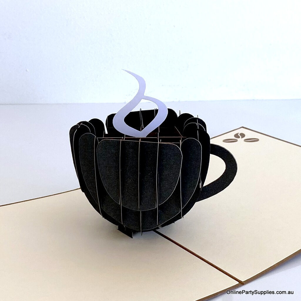 Handmade Steamy Espresso Coffee Cup 3D Pop Up Greeting Card